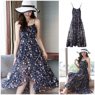 Đầm dáng xòe nữ họa tiết 2 dây cực xinh by4345