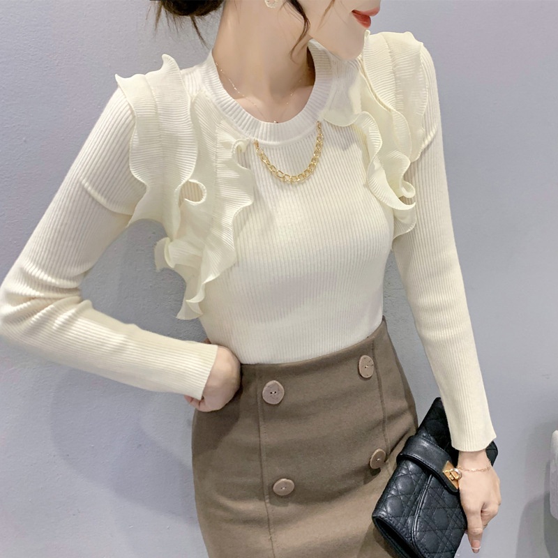 Áo len nữ dài tay cổ tròn chất liệu thiết kế mới thời trang
