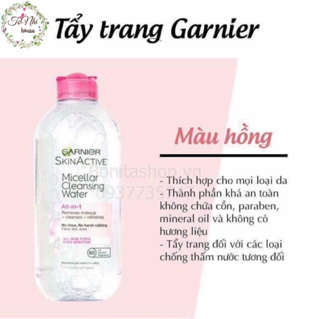 Nước tẩy trang Garnier hồng