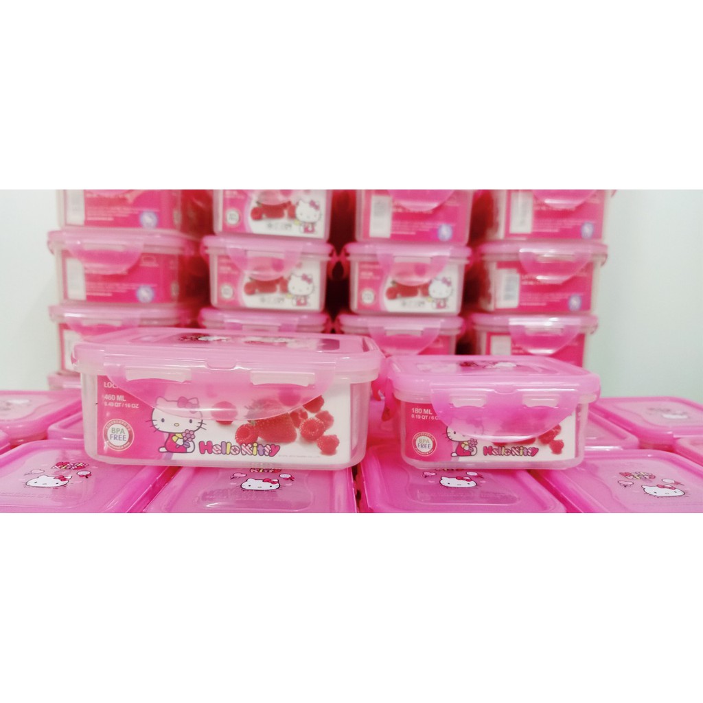 Bộ 2 Hộp Nhựa Đựng Cơm Lock&Lock Hello Kitty LKT816 180Ml - LKT818 460ML