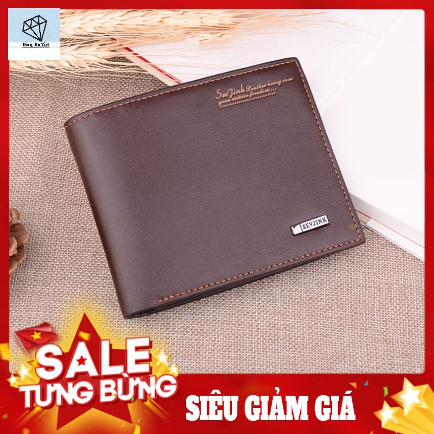 Ví Da Nam Cao Cấp SEVJINK Màu Nâu Phong Cách HÀN QUỐC Siêu Bền Đẹp