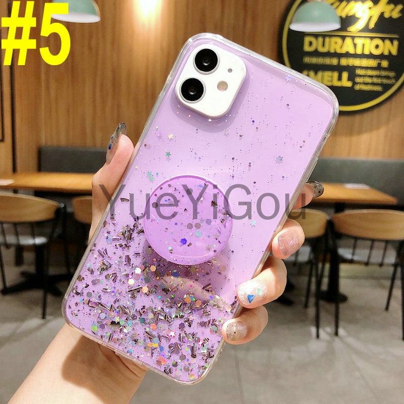 Ốp điện thoại mềm họa tiết trời sao lấp lánh có giá đỡ cho Huawei P10 P20 P30 P40 Pro P9 P10 Plus P20 P30 P40 Lite