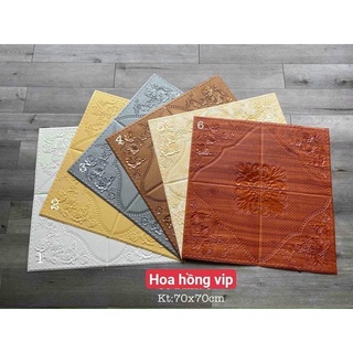 Xốp dán tường giả da Tân cổ hoa văn hoa Hồng 70x70cm