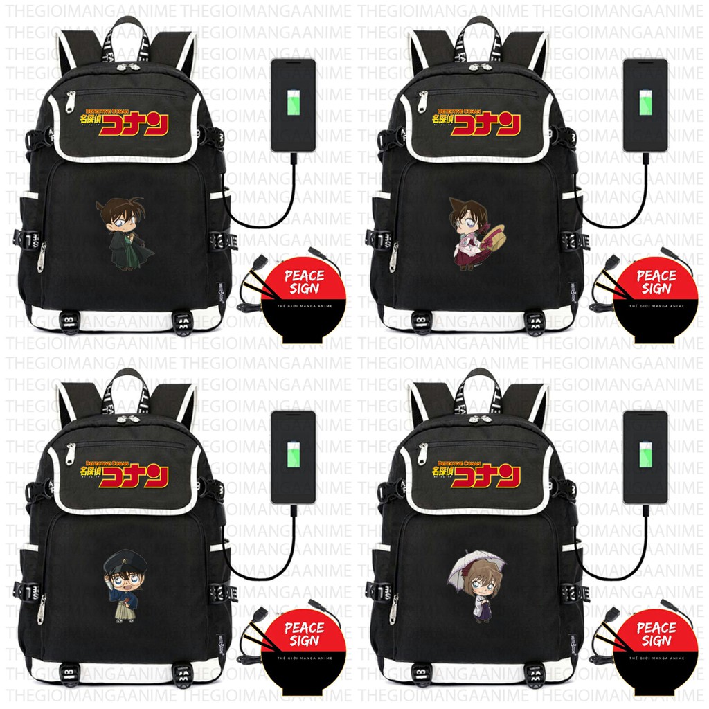 Balo nắp ngang in hình DETECTIVE CONAN Thám Tử Lừng Danh 4 mẫu anime chibi cặp sách đi học thiết kế thông minh