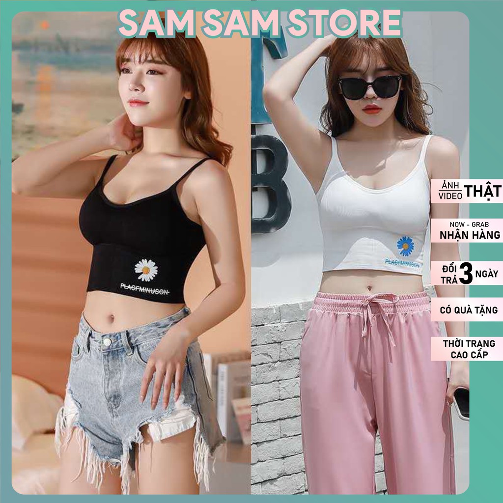 Áo Lót Bra Croptop Hoa Cúc Áo Tập Gym Đồ Tập Gym Free size 40-55kg