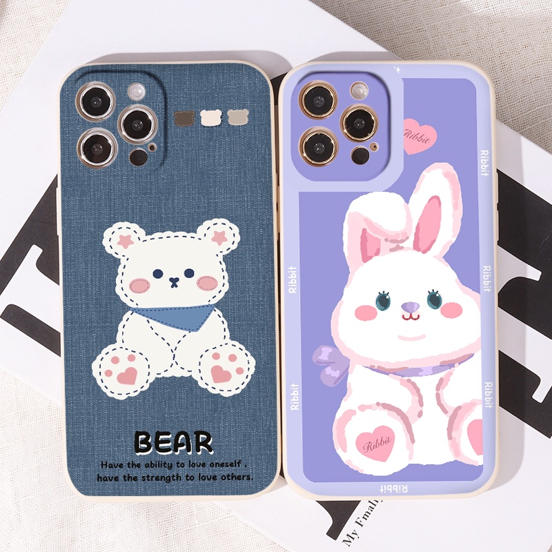 ỐP IPHONE Iphone 8 plus ốp lưng IPHONE TPU CẠNH VUÔNG GẤU THỎ CUTE 7plus/ 8plus/X/xs/xsmax/11/11 promax/12/12pro/MAX