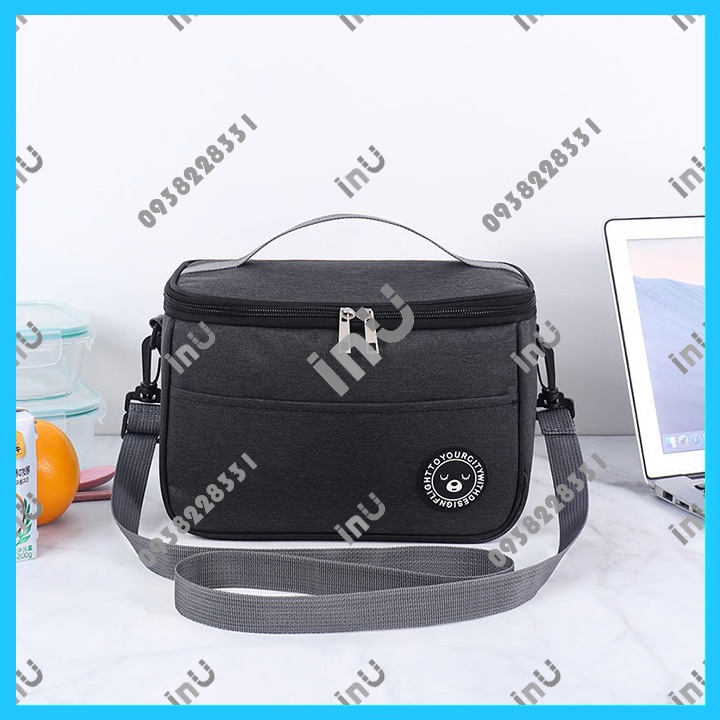 HCM - Túi giữ nhiệt lớn 2 lớp cách nhiệt đủ để nguyên set hộp cơm, hộp canh, bình nước và trái cây tráng miệng