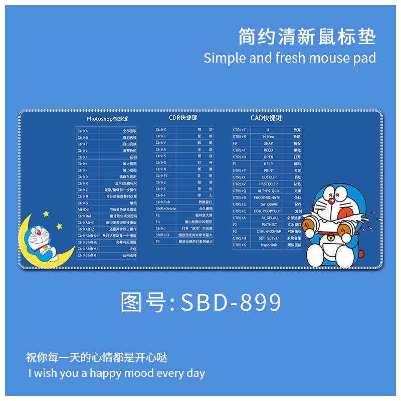 Miếng Lót Chuột Máy Tính Cỡ Lớn Dày Dặn In Hoạt Hình Doraemon Dễ Thương