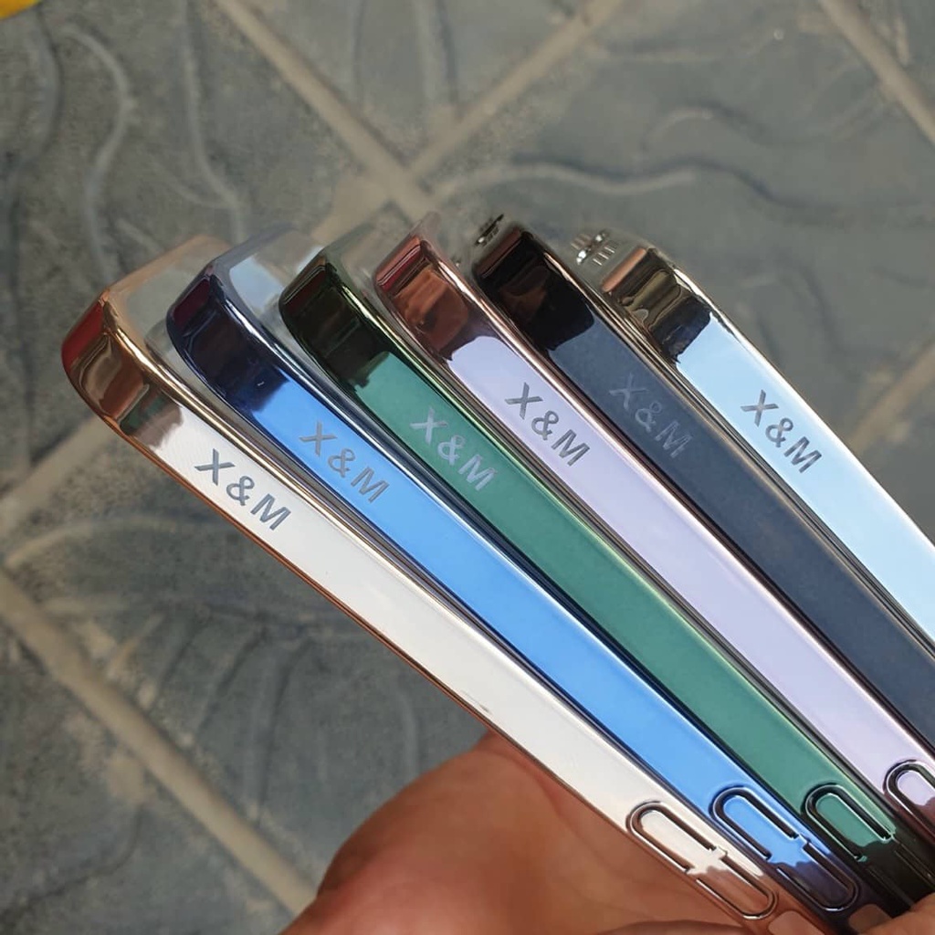 Ốp lưng X&M trong cứng viền màu cho iPhone 13, 13 Pro, 13 Pro Max Full bảo vệ cụm và mắt camera bất tử không ố màu