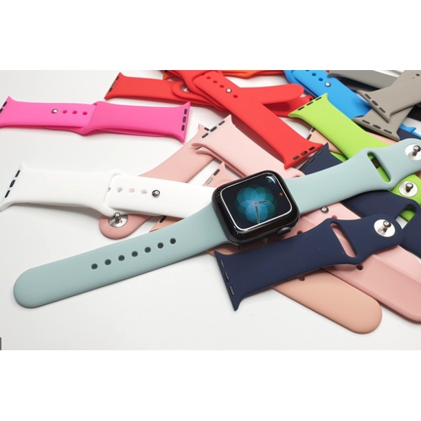Dây Apple Watch, dây đeo bằng silicon cao su cao cấp CHỐNG BẨN Seri 3 4 5 6 size 42mm 44mm