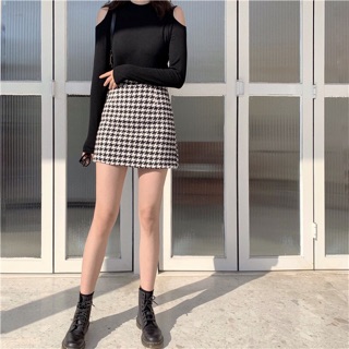 CHÂN VÁY DẠ CARO VẢI TWEED
