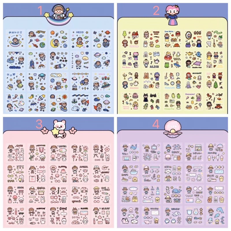 Hộp 240 tờ sticker nhiều chủ đề