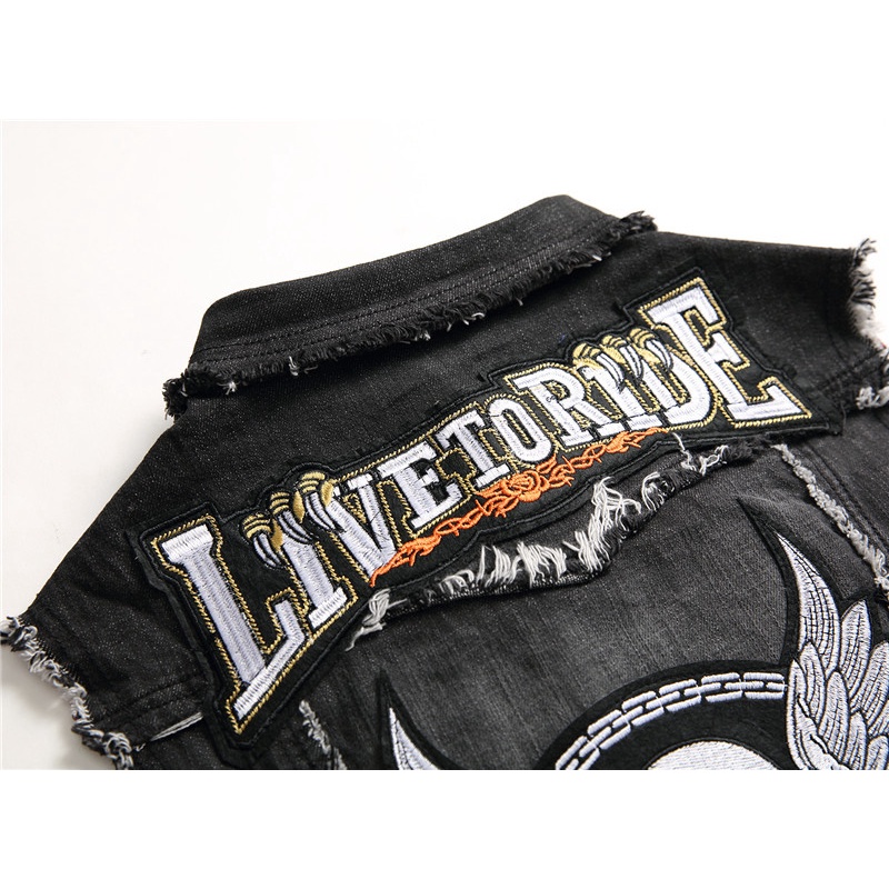 Sons of Anarchy Denim Vest Vest Harley Motorcycle XL883 X48 DYNA Cycling Wear Embroidered Denim Jacket | BigBuy360 - bigbuy360.vn