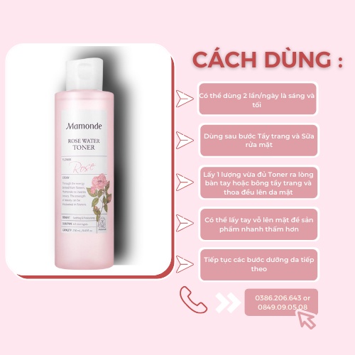 Nước Hoa Hồng Mamonde Toner 150ml, 250ml TN1953