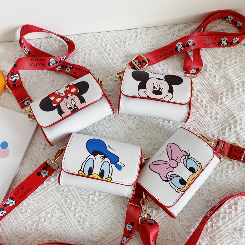 DISNEY Túi Đeo Chéo Mini Hình Chuột Mickey Minnie Dễ Thương Dùng Làm Quà Tặng Cho Bé Gái