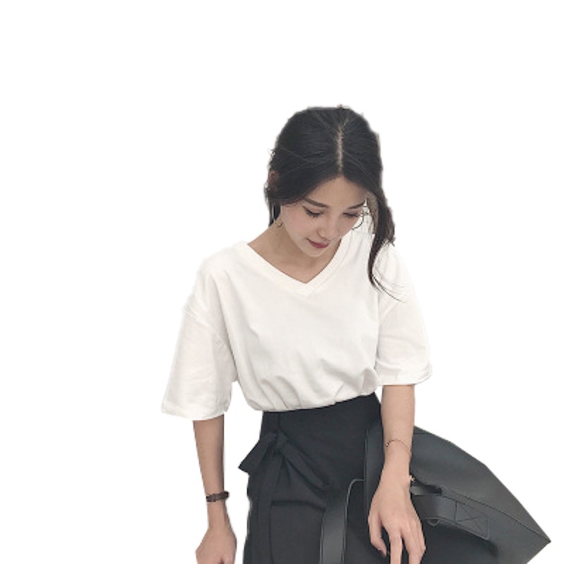 Áo Thun NgắN Tay Cổ Chữ V MàU Trơn Cho Nữ JL-TX-410