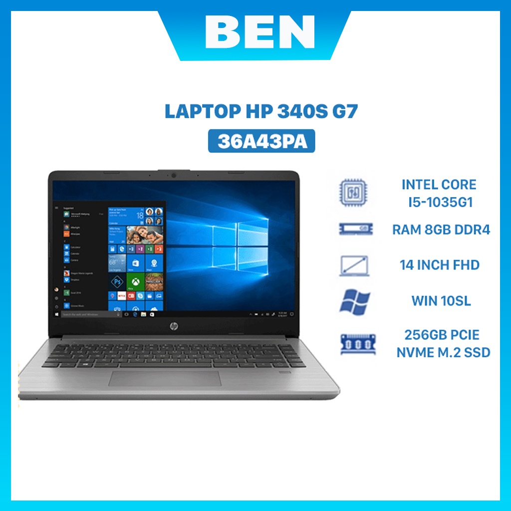 Máy tính laptop HP 340s G7 (240Q3PA) (36A43PA) i3-1005G1 Ram 4GB - SSD 256GB 14.0 inch