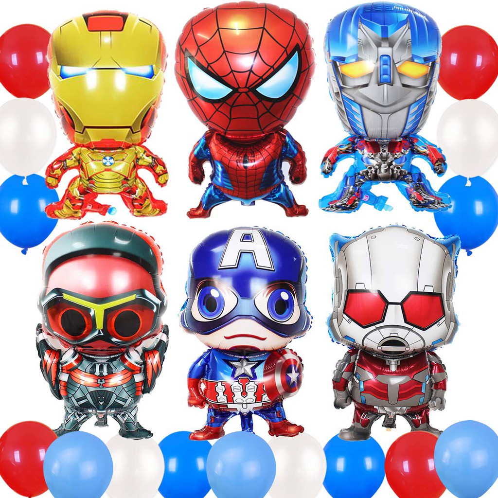 bong bóng kiếng siêu nhân người nhện người kiến 80cm Happy Birthday party decorations antman captain spiderman