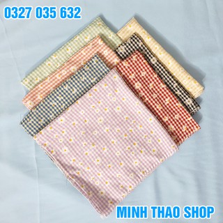 Khăn Turban Bandana Khăn Headband Vuông Kẻ Caro In Hoa Cúc Đa Năng