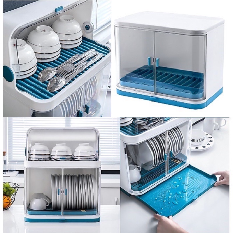 Tủ Đựng Chén Bát Mini 2 Tầng Siêu Xinh Chống Bụi Chông Nước Hót