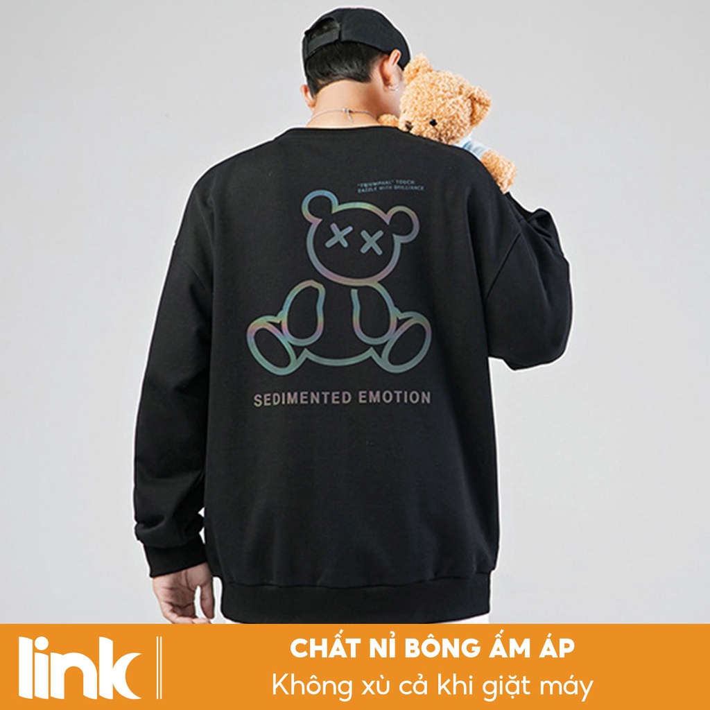 Áo đôi Sweater GẤU Cute phản quang Nam Nữ phong cách Hàn Quốc