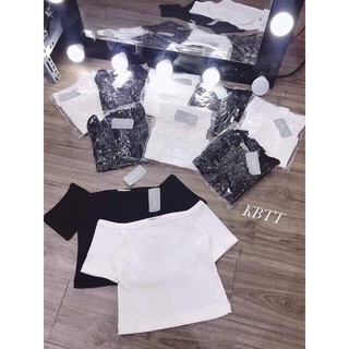 Croptop Trễ Vai phong cách mới [ 2 màu đen trắng ]