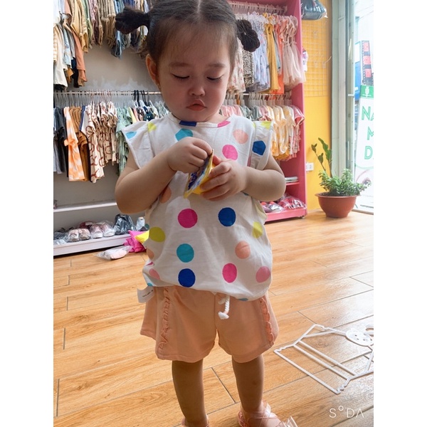 Set quần áo chấm bi bé gái Zara auth sz 18/24m
