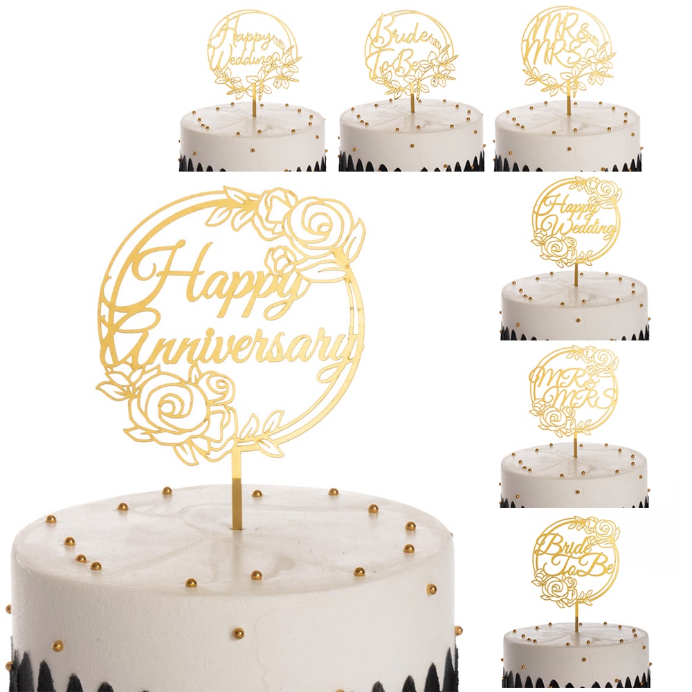 Que Cắm Trang Trí Bánh Kem Chữ Mr & Mrs / Bride to Be / Kissd / Happy Wedding / Happy Anniversary