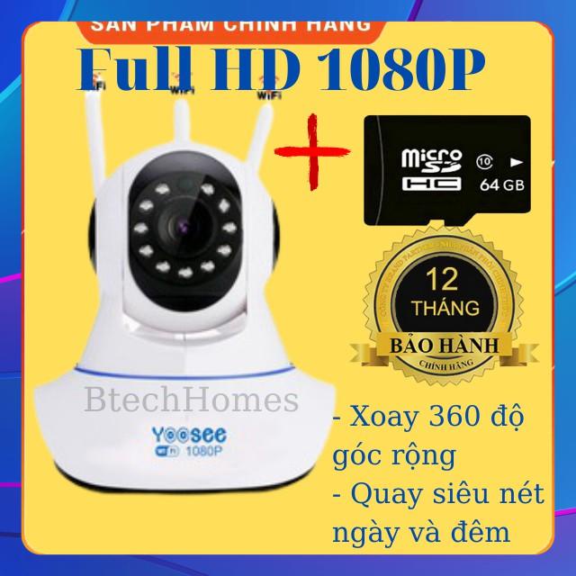 [ Bảo Hành 12 Tháng ] Camera Giám Sát Yoosee 3 Râu 2.0 Full HD 1080P Siêu Nét Quay 360 Độ Góc Rộng