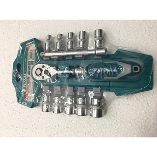 Bộ cờ lê lực và đầu tuýp 12 chi tiết 1/4" Total THT14114126