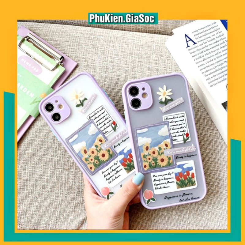Ốp Lưng Thiệp Hoa Nhám Viền Nổi Cong Dành Cho Iphon 7Plus/8Plus/X/Xr/Xsmax/11/11Pro/11Promax/12/12Promax
