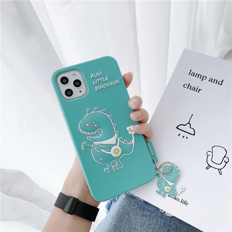 Ốp lưng cho iphone - Ốp khủng long cao su dày dặn kemg móc cute