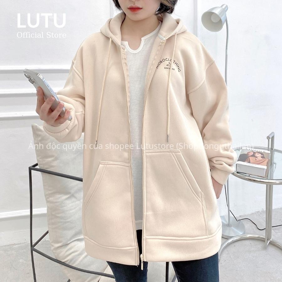 Áo Khoác Hoodie Nỉ Bông Unisex Nam Nữ Khóa Zip In Chữ Form Rộng Ulzzang