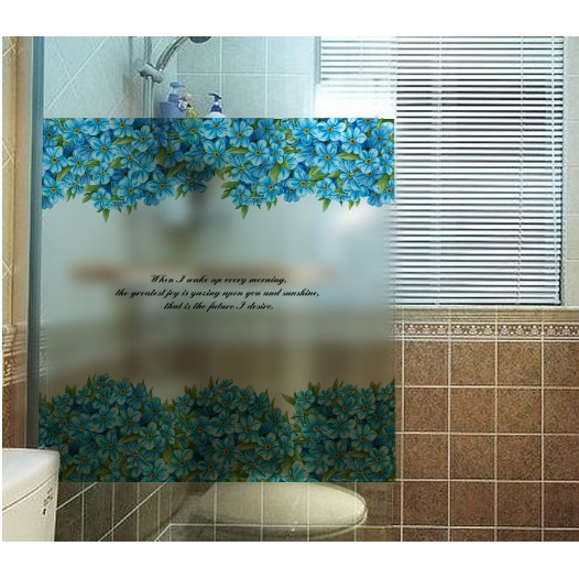 Decal trang trí kính cao cấp mẫu chân hoa màu Xanh trời