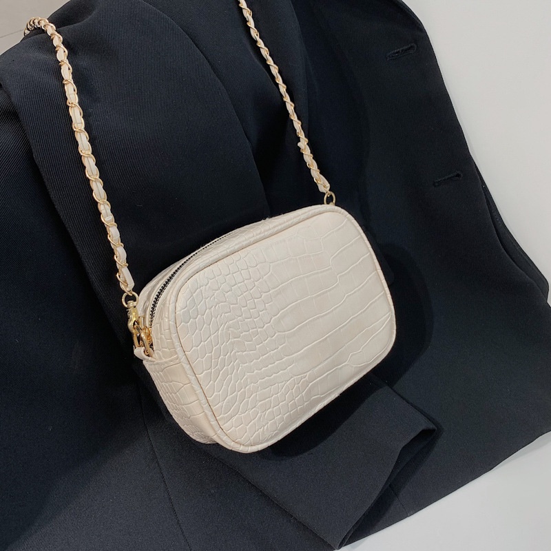 Túi Xách Đeo Vai Hình Vuông Cỡ Nhỏ Họa Tiết Da Cá Sấu Phối Dây Đeo Sợi Xích Thời Trang 202