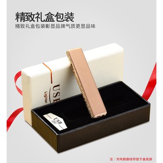 Hộp quẹt sạc USB siêu mỏng màu Đồng