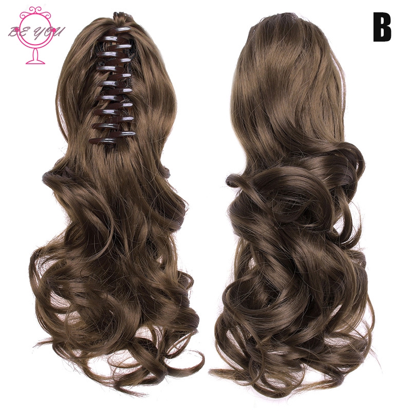 BY Clip-On Curly Ponytail Hair Extension Women Claw On Long Wavy Wig Hair Piece