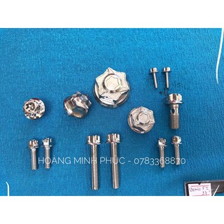 Bộ 13 con ốc inox salaya ghi đông raider satria
