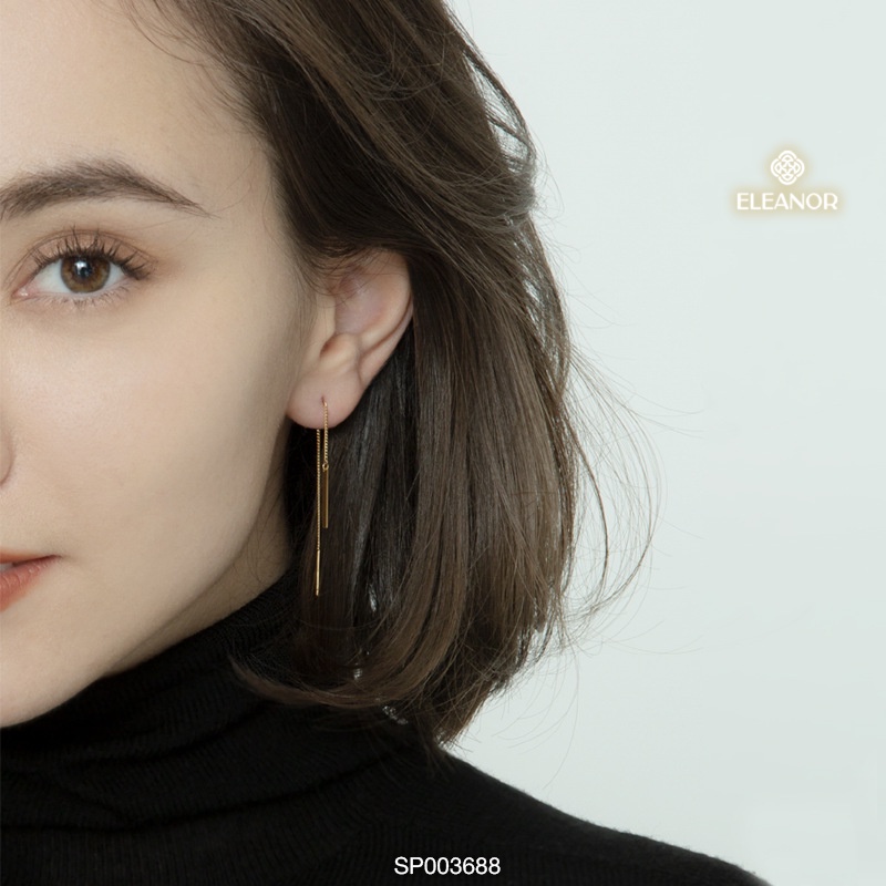 Bông tai nữ dáng dài Eleanor Accessories viền vuông đính ngọc trai nhân tạo phong cách Hàn Quốc phụ kiện trang sức xinh