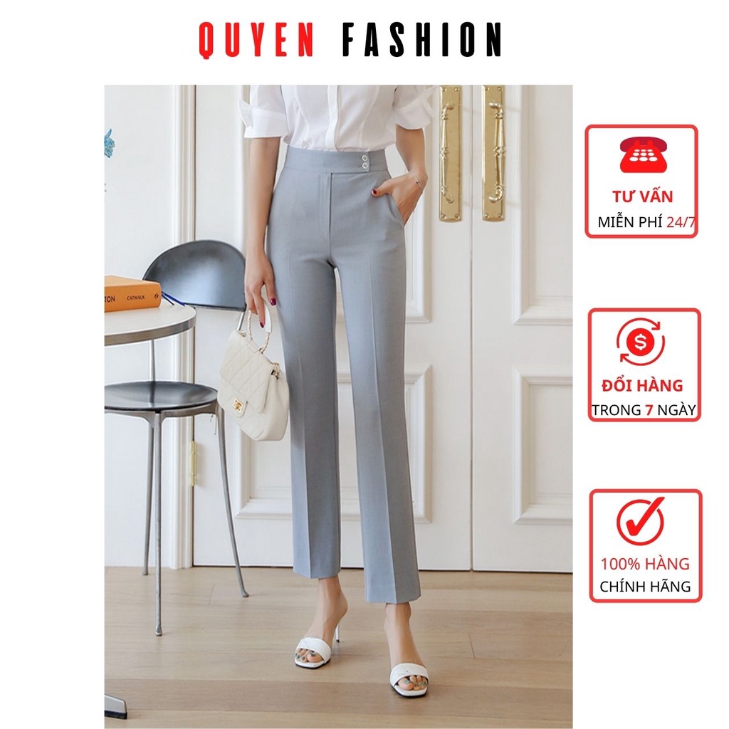 Quần tây nữ công sở màu xanh Pastel kiểu dáng suông đứng thời trang thanh lịch KQ136
