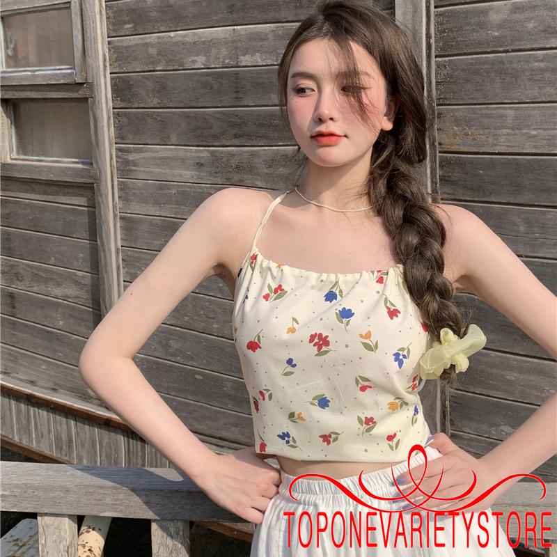 Áo Lửng Không Tay Họa Tiết Hoa Quyến Rũ Cho Nữ