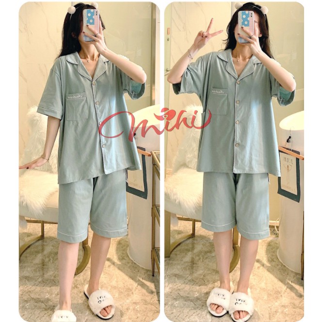 Bộ đồ bầu lửng sau sinh và cho con bú ti Pijama, Bộ ngủ cho mẹ quần áo bà bầu mặc nhà thời trang mùa hè chất đẹp Bigsize