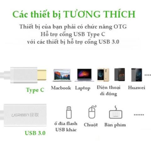 Cáp Chuyển USB-C Sang USB 3.0 Chuẩn A Cổng Âm Chính Hãng Ugreen 30645