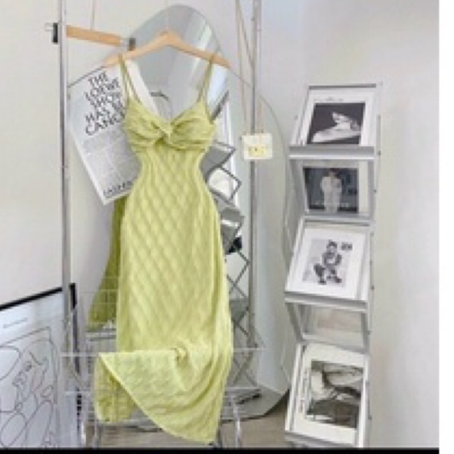 Đầm hai dây xoắn ngực chất vải xốp xịn xò LY alohashop91