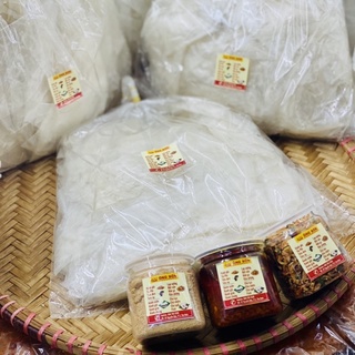 Combo rìa bánh tráng phơi sương to - muối tôm hành phi - muối tôm - sa tế