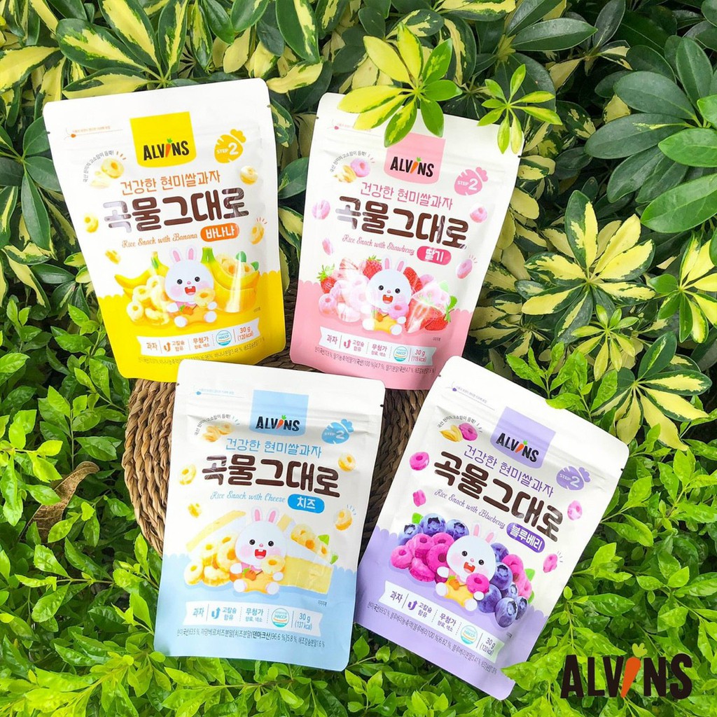 Bánh ăn dặm gạo lứt organic Alvins hình vòng tròn cho bé 7m+