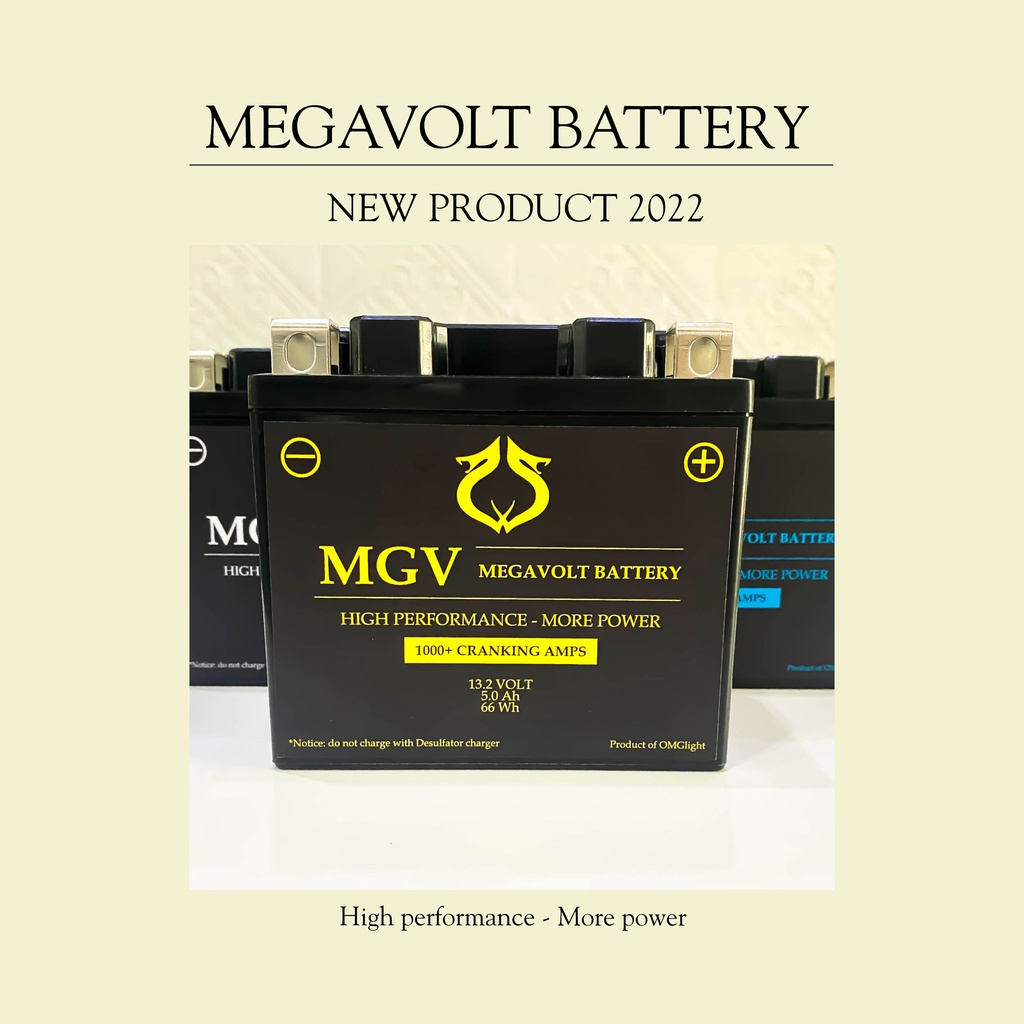 Bình pin MGV - Megavolt Battery 250CA - 350CA - 1000CA+ hiệu Olightvn dành cho xe máy