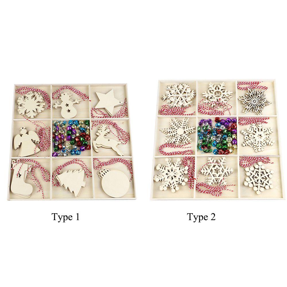 Set 32 Phụ Kiện Trang Trí Giáng Sinh / Năm Mới Bằng Gỗ DIY