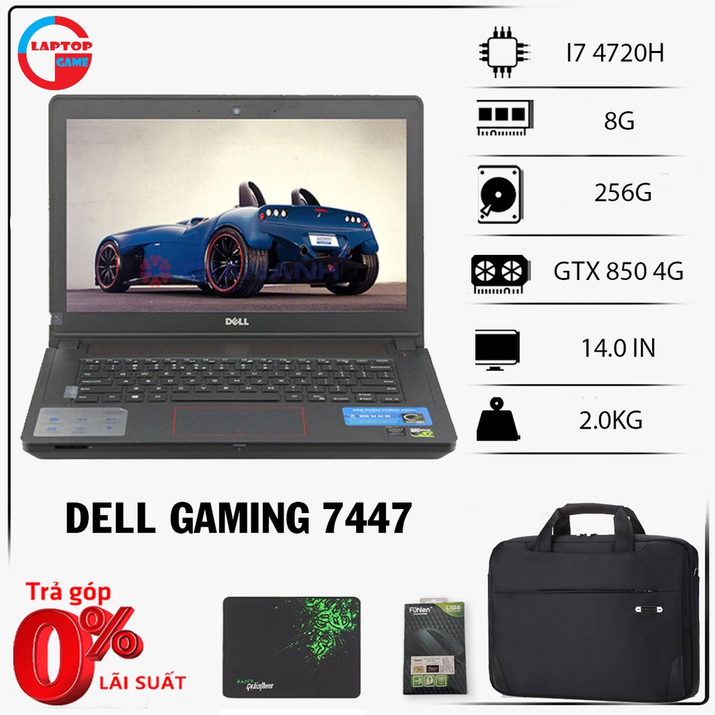 Laptop game Dell 7447 Core i7 4720H, laptop cũ chơi game cơ bản đồ họa