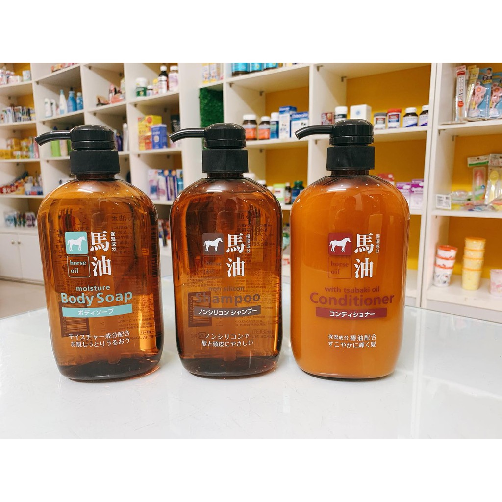 Dầu gội, xả , sữa tắm mỡ ngựa horse oil 600ml Nhật Bản